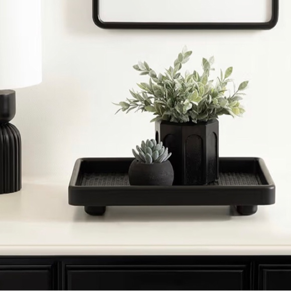 Kate And Laurel Planche Decorative Footed Woven Rattan Tray
